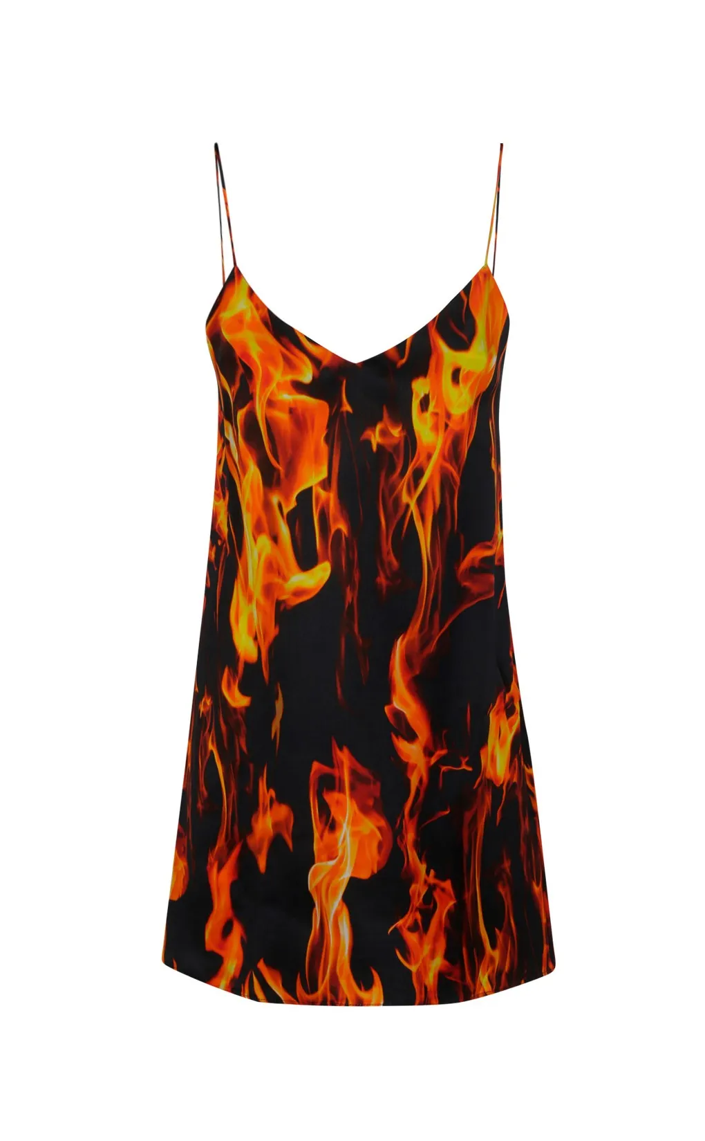 Vetements Flame Printed Slip Mini Dress