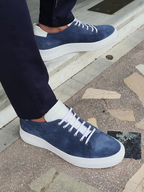 Vitale Blue Low-Top Suede Sneakers