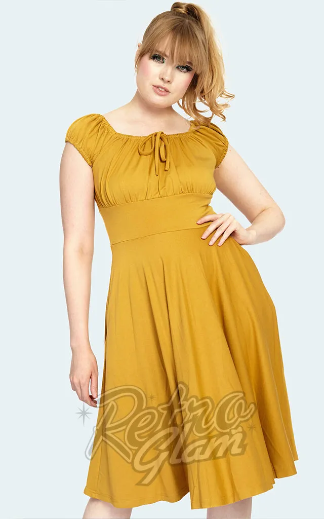 Voodoo Vixen Tessy Dress in Mustard