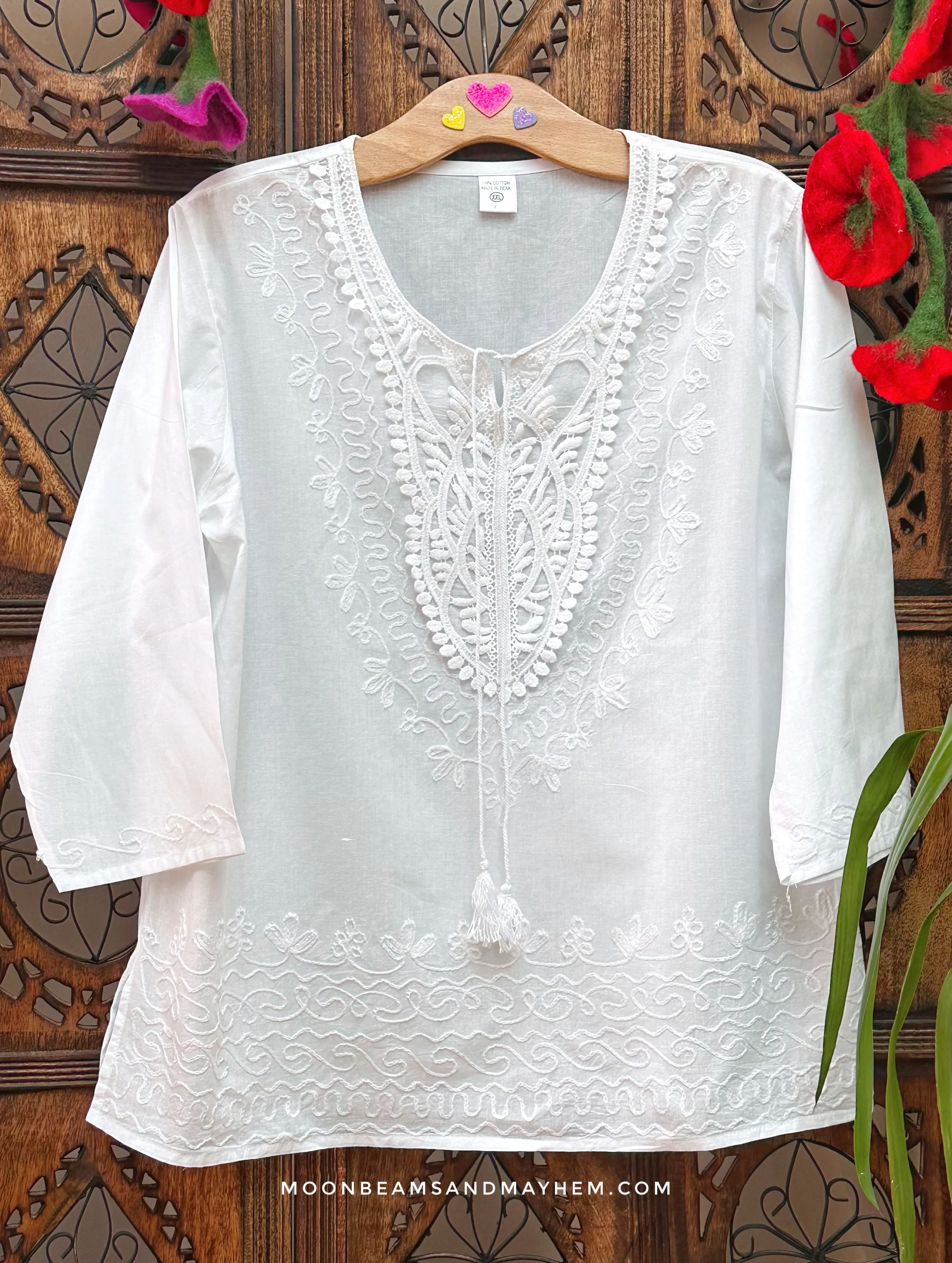 WHITE COTTON CLOUD NINE TUNIC / TOP (UK 14 / 16)