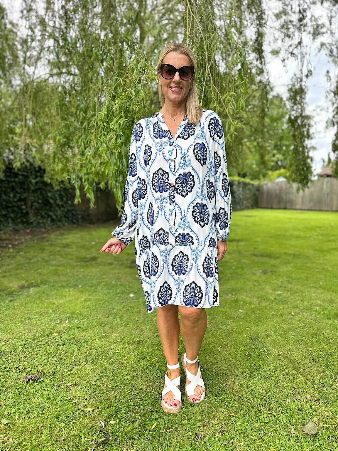 White Patterned Dress Charlotte