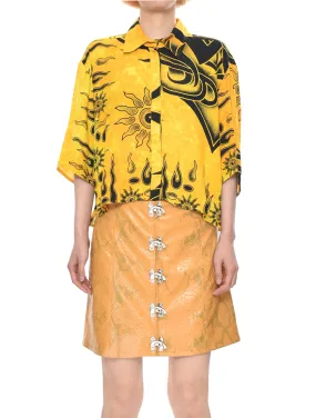 Yellow Capri Sarong Shortsleeve Shirt