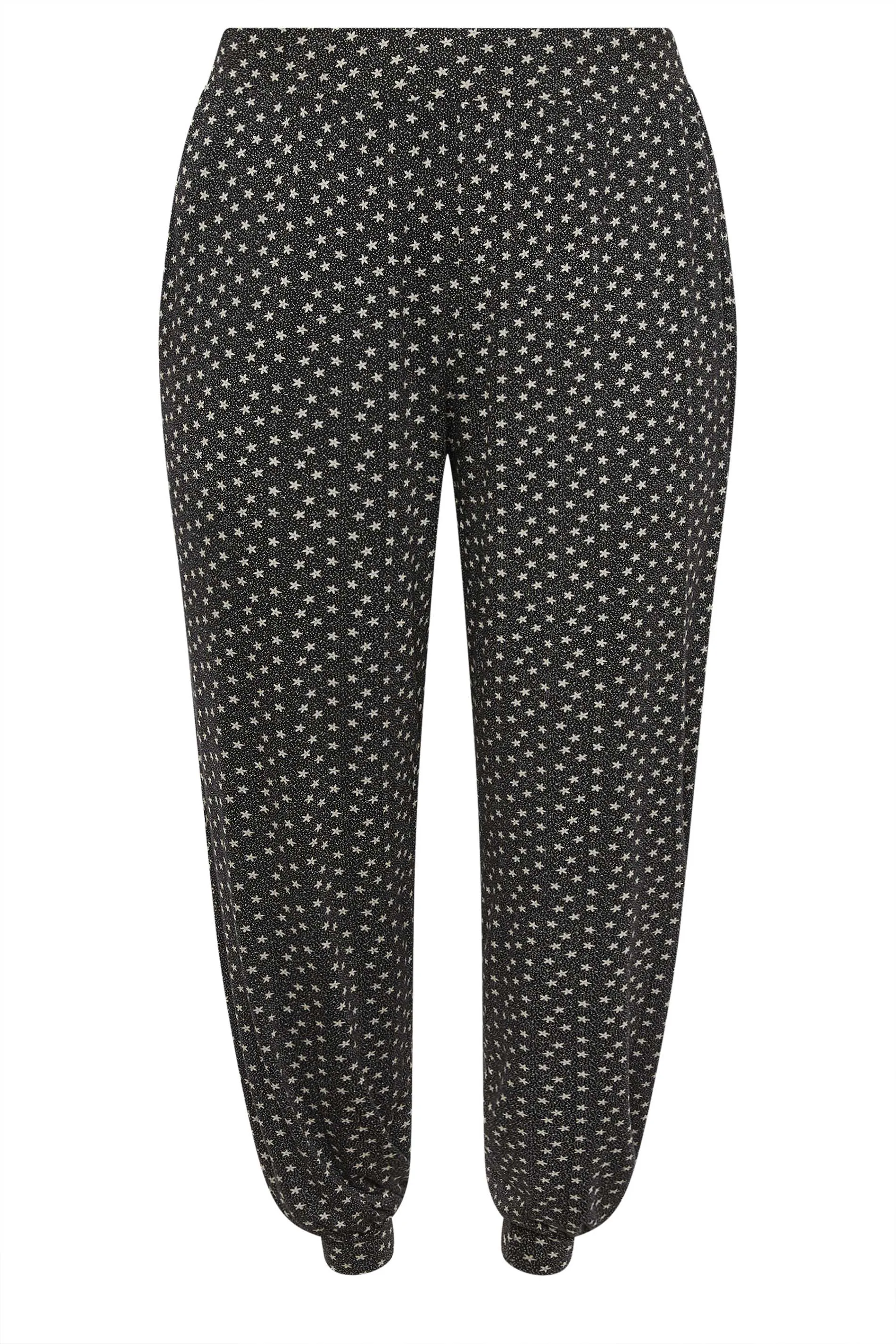 YOURS Curve Black Star Print Harem Joggers