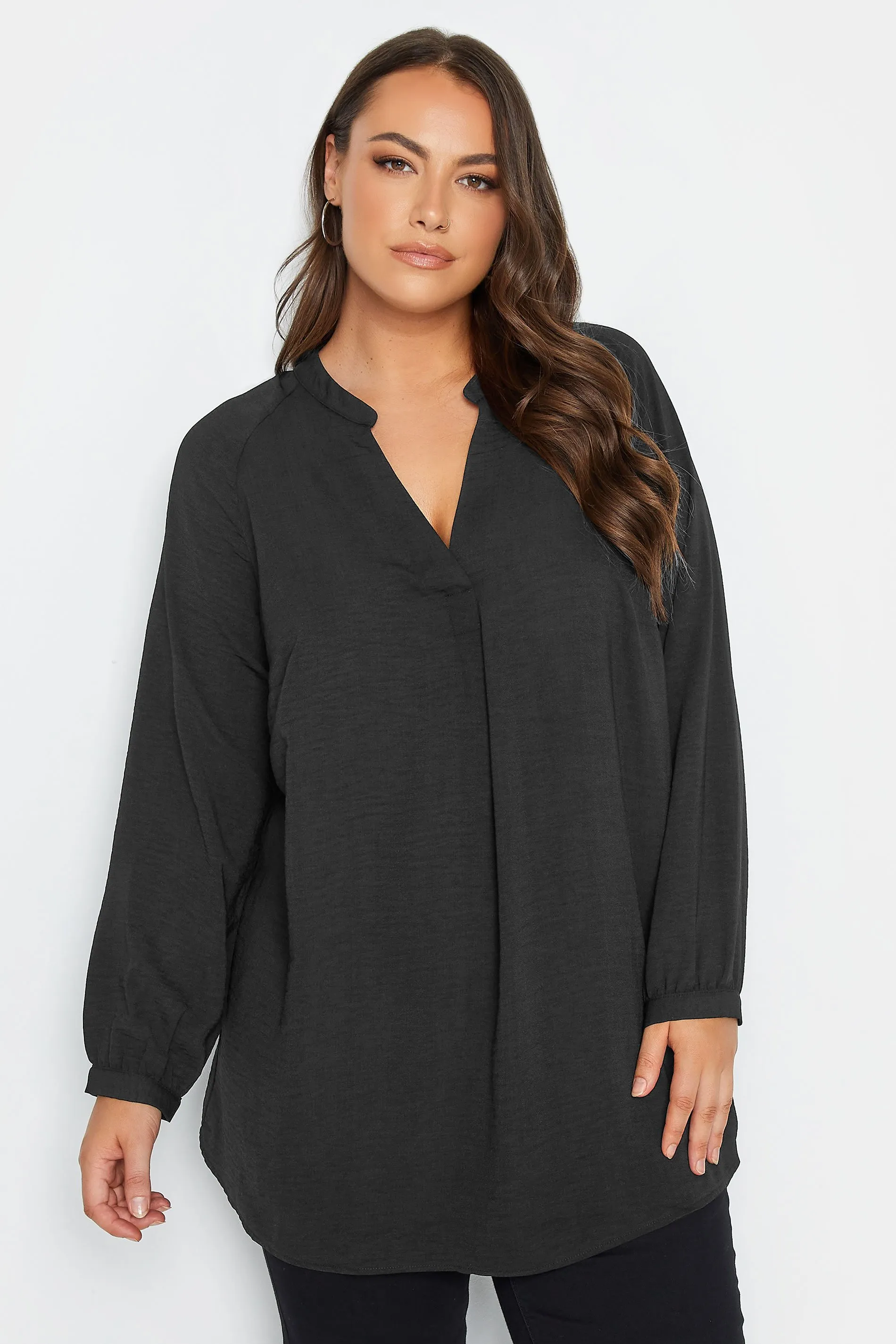 YOURS Curve Black Textured Tunic Shirt