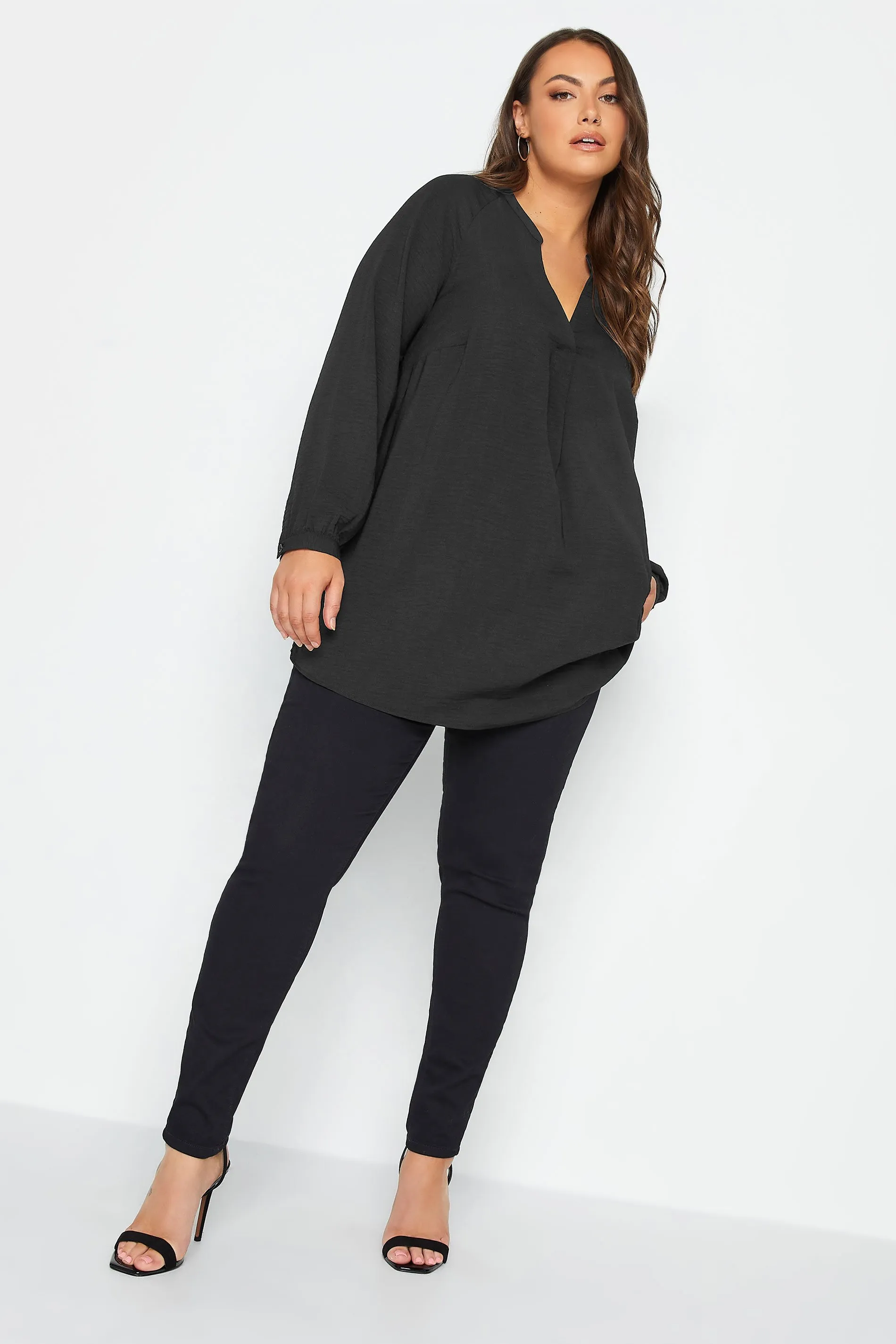 YOURS Curve Black Textured Tunic Shirt