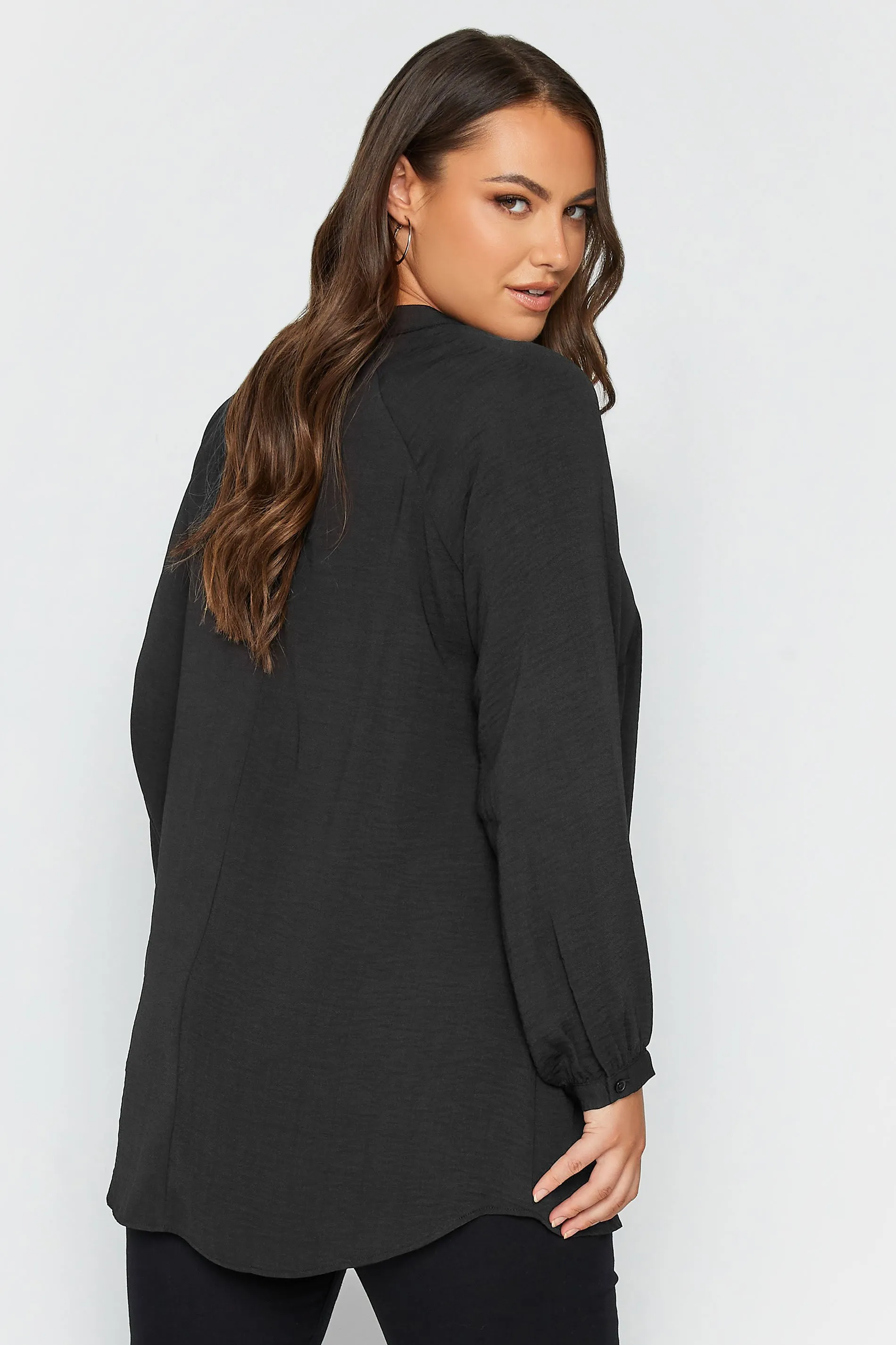 YOURS Curve Black Textured Tunic Shirt