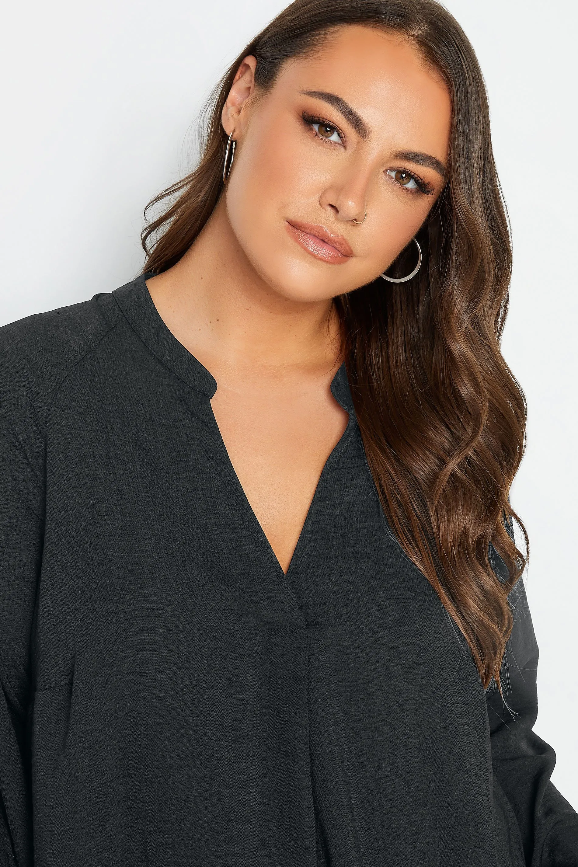 YOURS Curve Black Textured Tunic Shirt