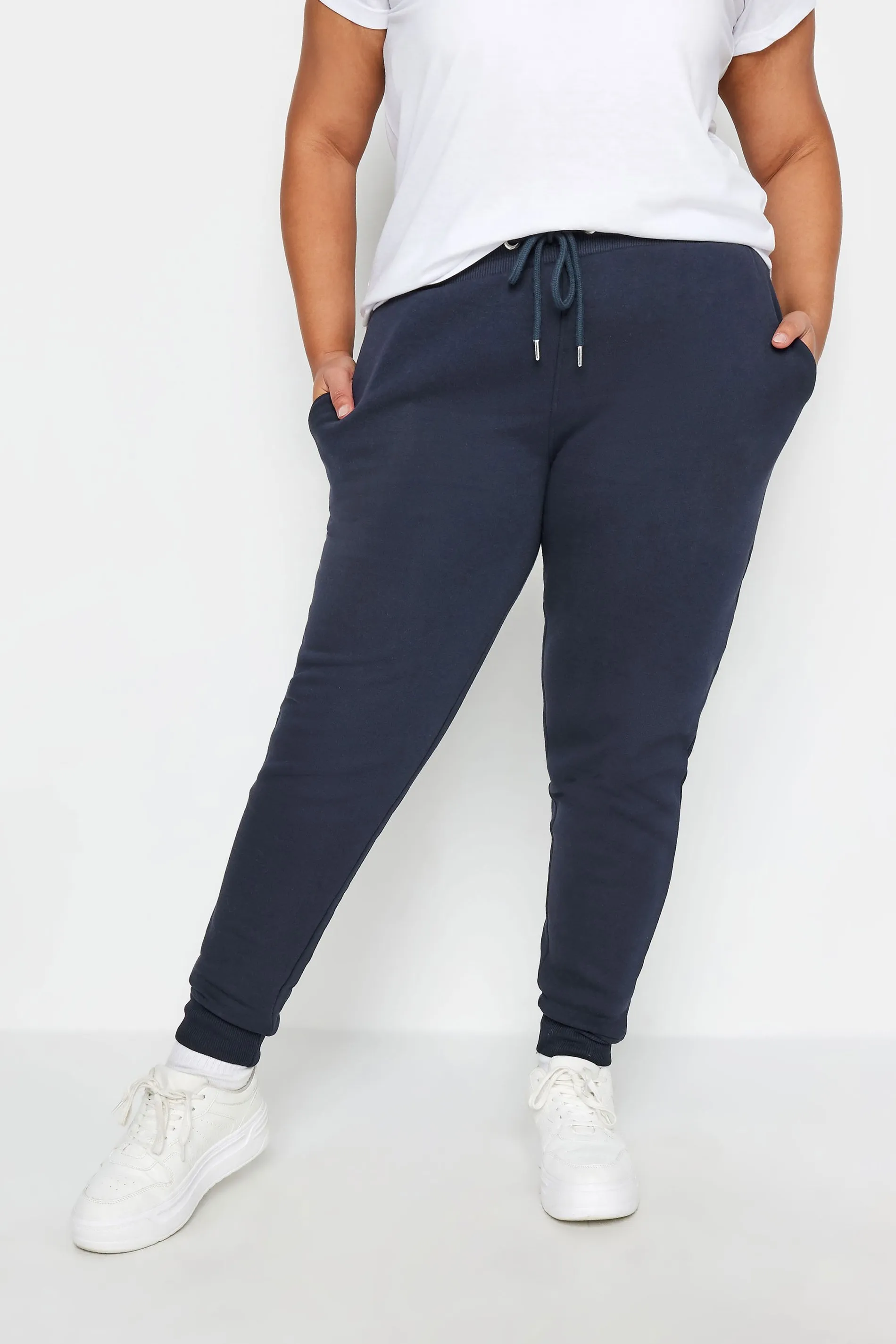 YOURS Curve Navy Blue Cuffed Stretch Joggers