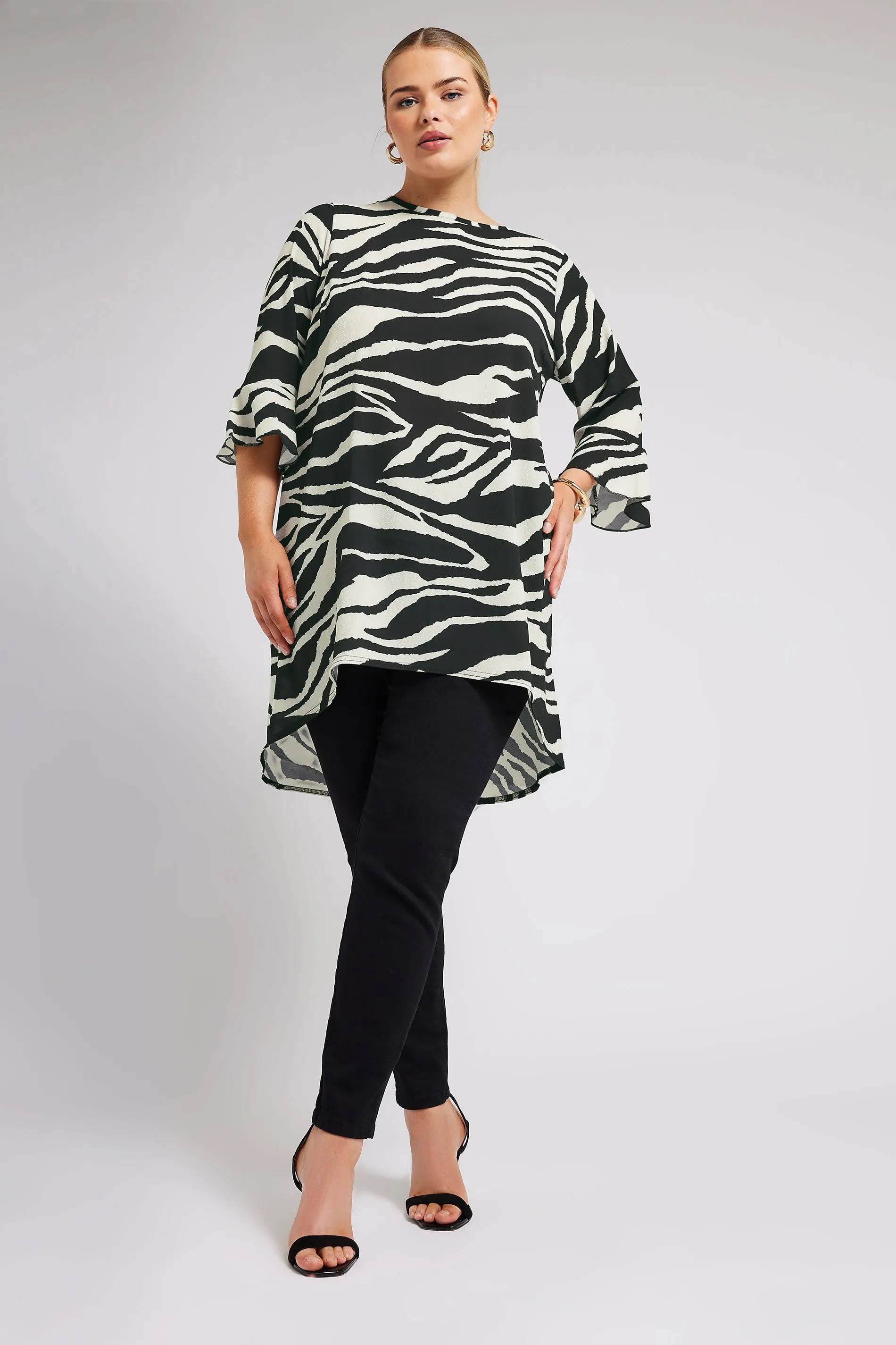 YOURS LONDON Curve Black Zebra Print Tunic Top