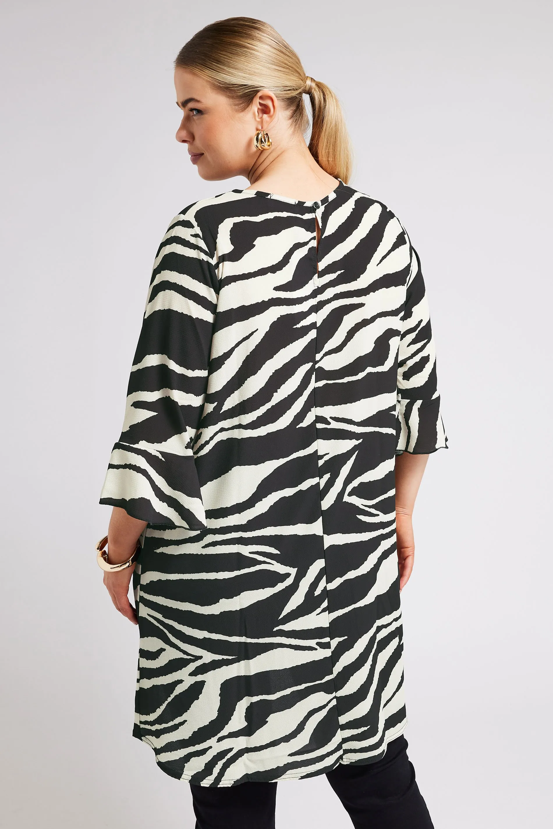 YOURS LONDON Curve Black Zebra Print Tunic Top