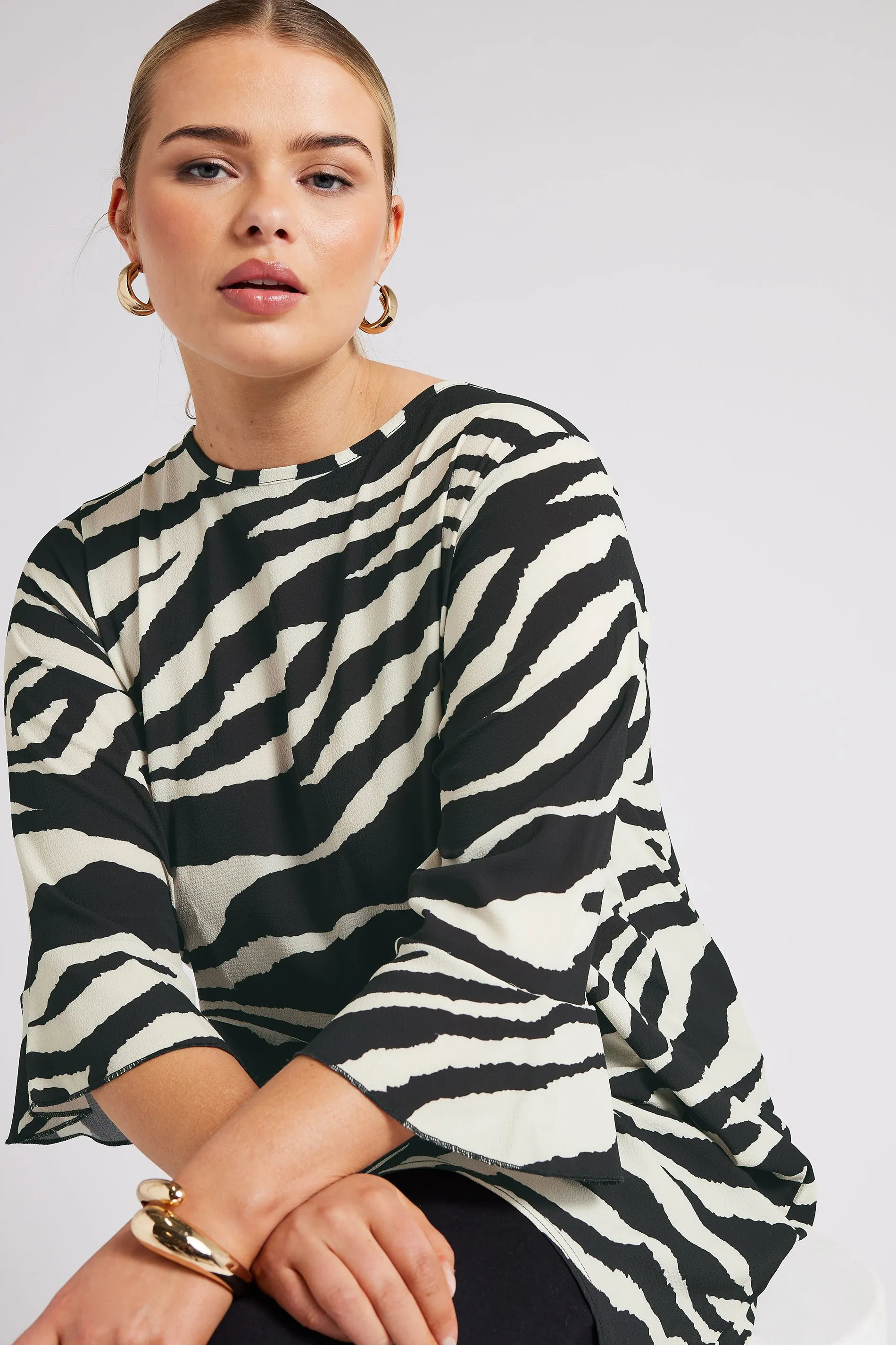 YOURS LONDON Curve Black Zebra Print Tunic Top