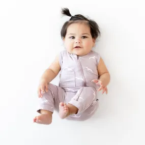 Zippered Sleeveless Romper in Seagull