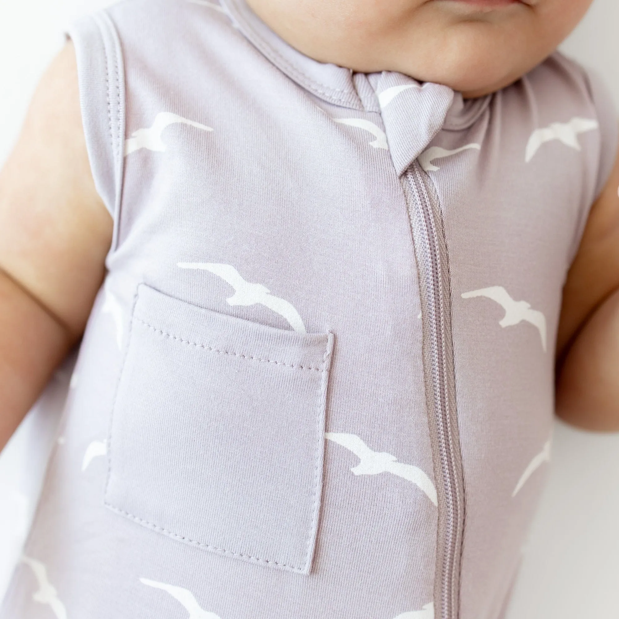 Zippered Sleeveless Romper in Seagull